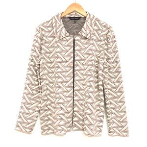 Ming Wang Black Grey Green Geometric Cardigan Knit Blazer Jacket EUC Women's XL